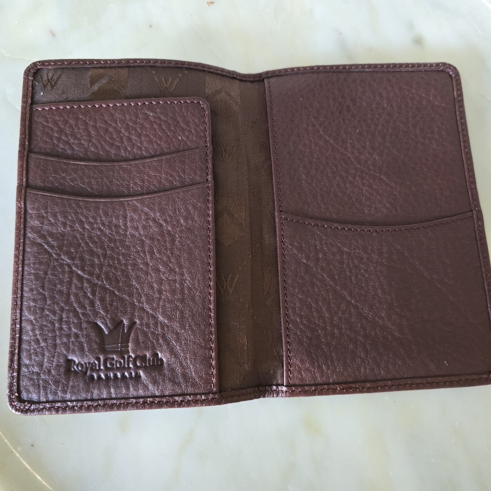 Chocolate Brown Pebbled Leather Card Holder with Multiple Slots